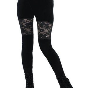 Killstar Velvet & Lace Leggings Size Small